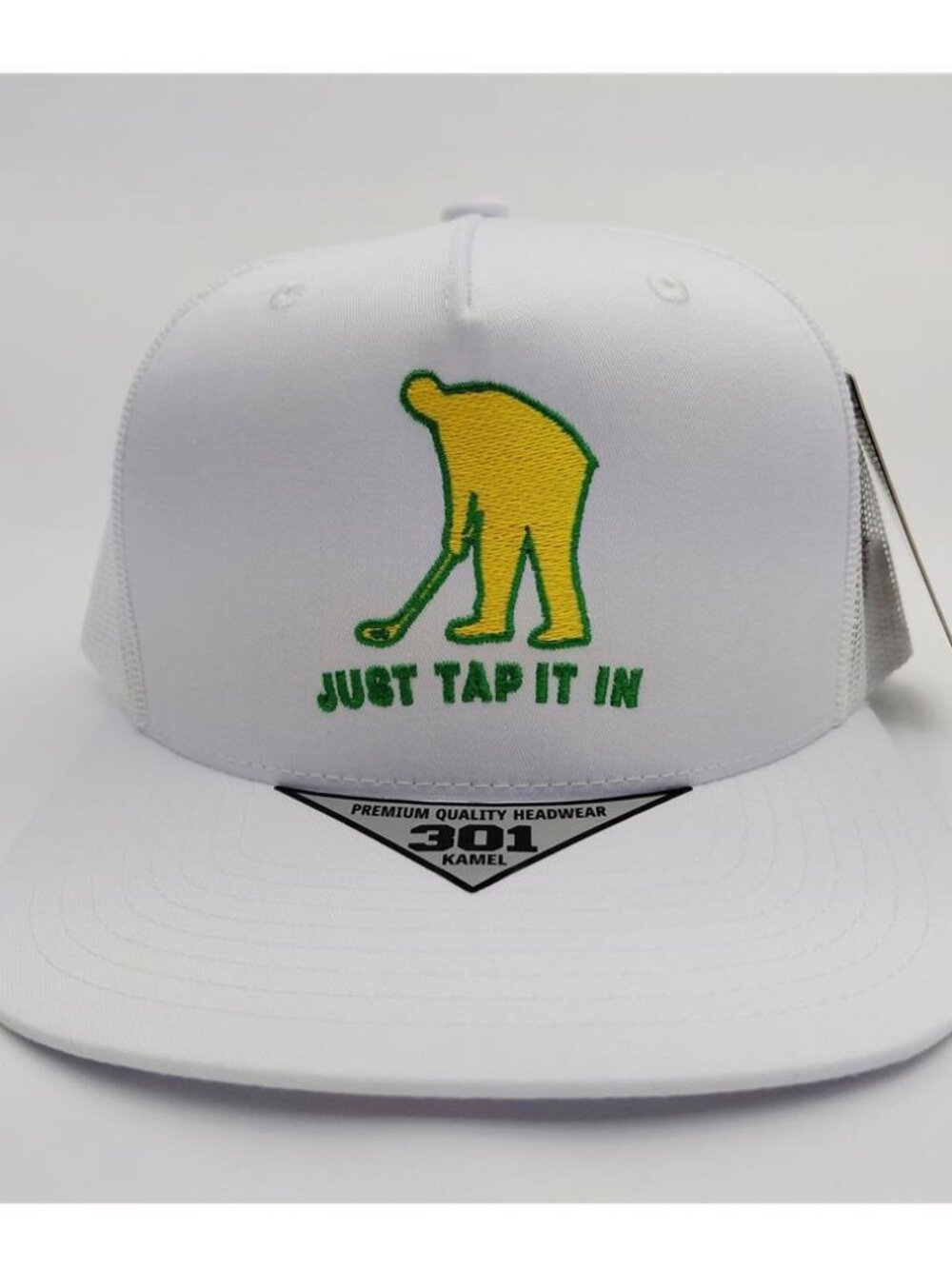NWT White Happy Gilmore "Just Tap It In" Golf Hat Snapback Cap Retro Vintage Sty